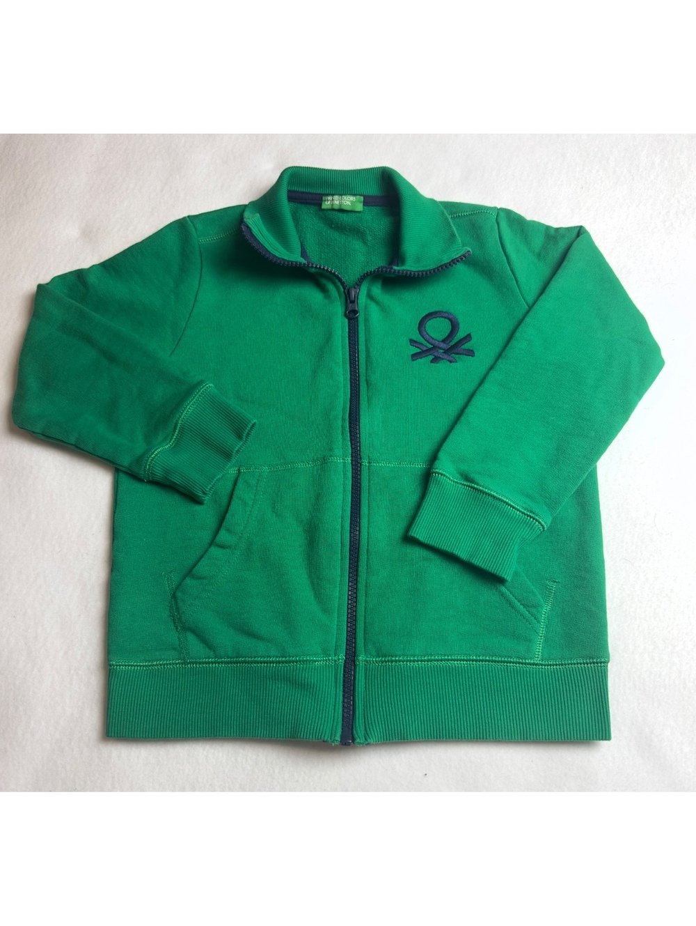 United Colors of Benetton Kids Green Full Zip Track Jacket Logo 100% Cotton